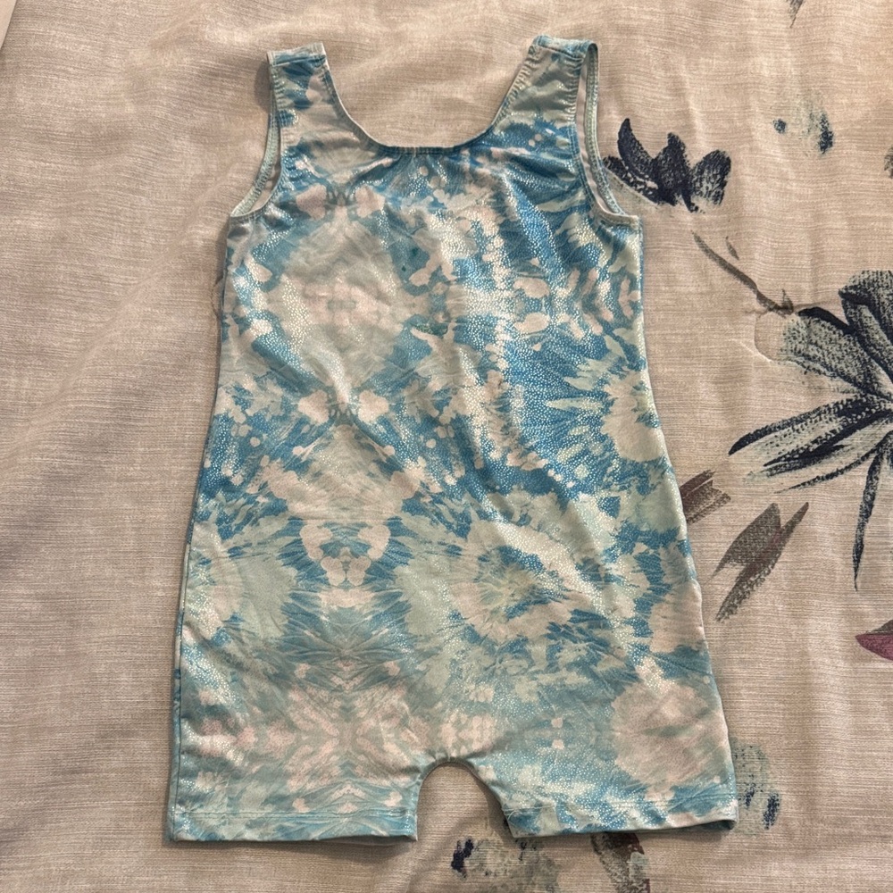 Blue and White Tie-Dye Sparkle Leotard